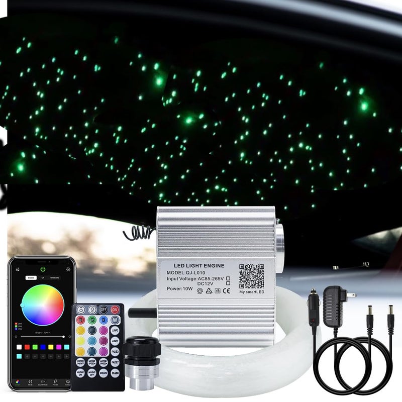 AKEPO Upgraded 10W Twinkle+Music Effect+APP Control Fiber Optic Lights kit for Star Ceiling Sky Light Car/Home, RGBW Light Engine+Optical Fiber Cable 295pcs of 9.8ft/3m(0.03+0.04+0.06in)+28key Remote - Image 1
